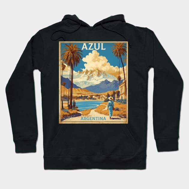 Azul Argentina Vintage Tourism Poster Hoodie by TravelersGems